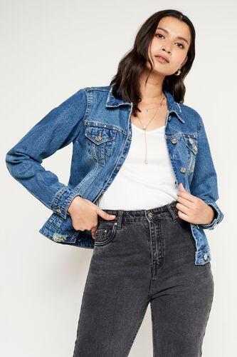 Studded Classic Denim Jacket, Blue, image 6